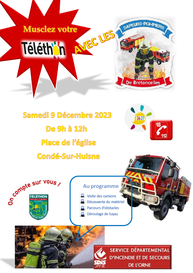 Animations Téléthon 2023 Sapeurs-Pompiers de Bretoncelles