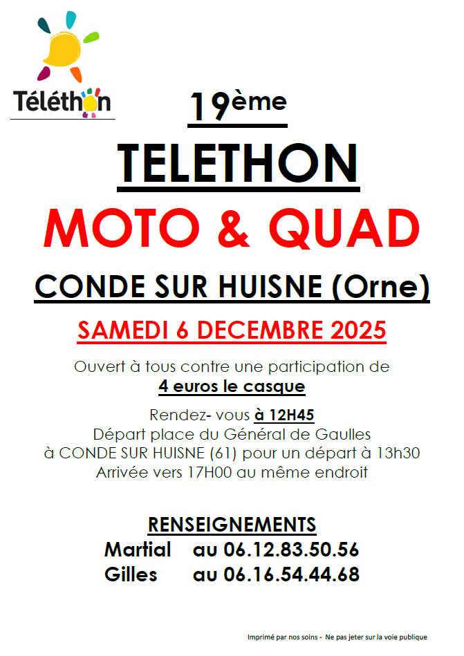 Animations téléthon 2025 Balade Moto et Quad
