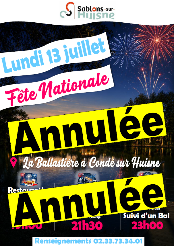 Feu d'artifice du 13 juillet 2026 Annulé